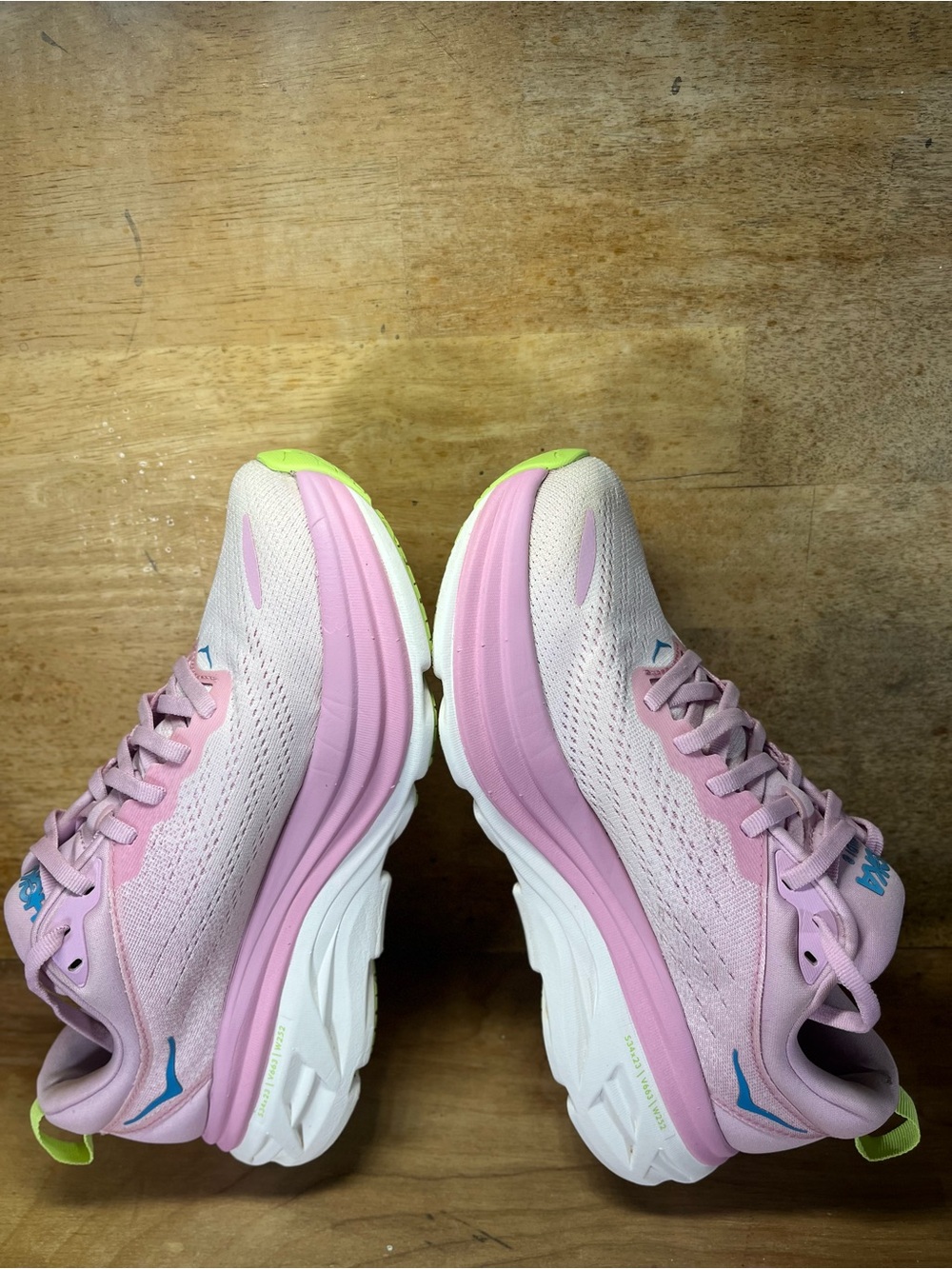 Hoka One One Bondi 8 REFLECTIVE Womens Size 8 Running Shoes Sneakers Pink Blue - Picture 7 of 13
